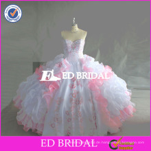 ED Braut echte Probe wulstige Stickerei Organza Satin Quinceanera Kleider